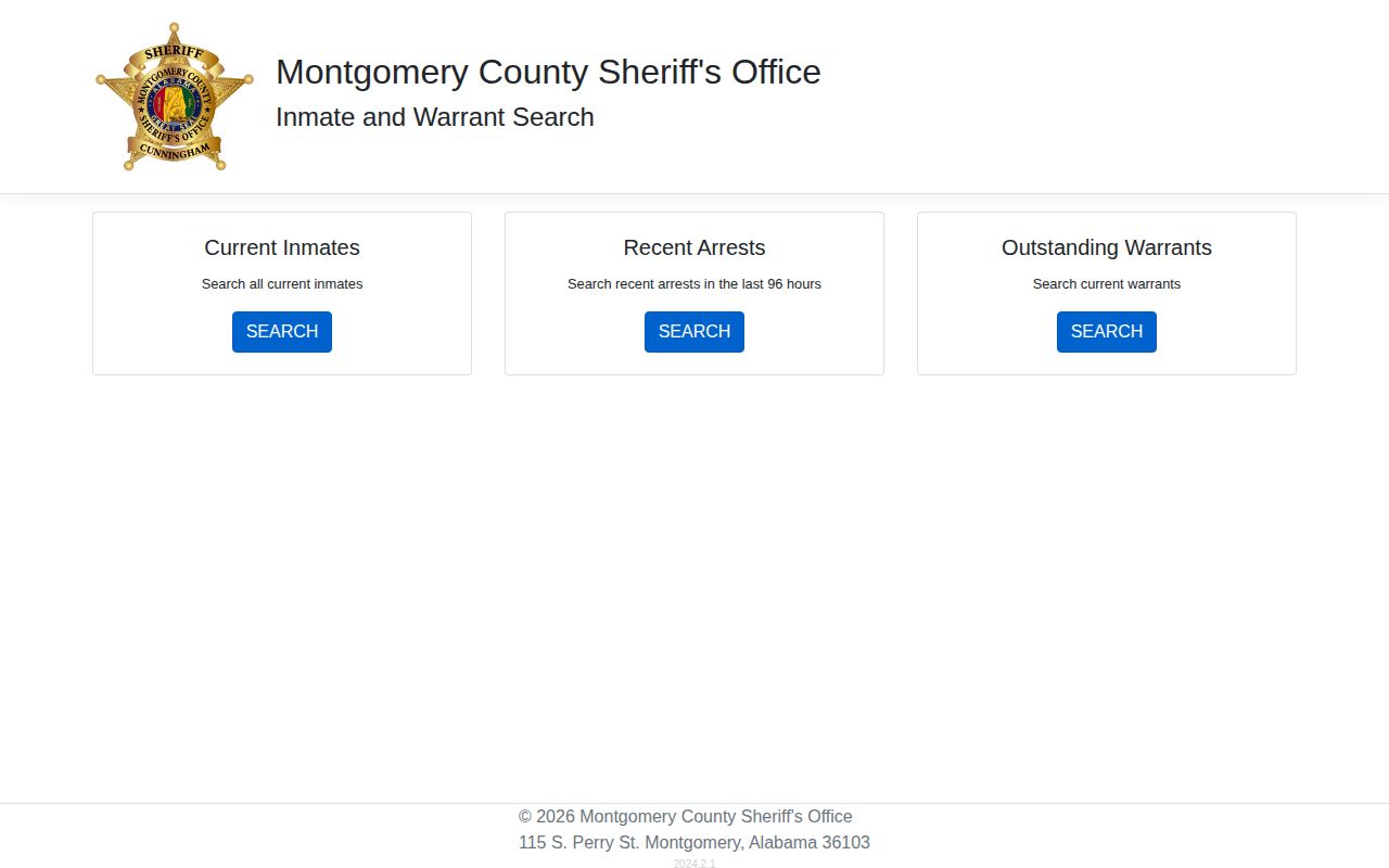 Montgomery County arrest record gateway for current inmates recent bookings and warrants