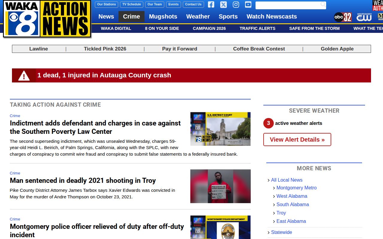 Montgomery County crime news and recurring mugshot coverage on WAKA